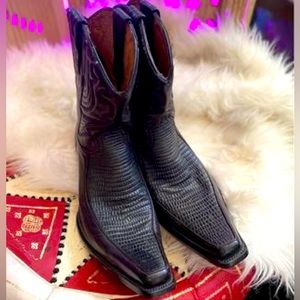 Men’s Black Leather Pointed Cowboy Boot